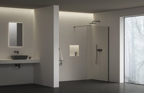 Walk-in, Ravak Walk In Wall Air-100 Fekete +Transparent, merevítővel GW9WA0300Z1C