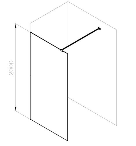 Walk-in, Ravak Walk In Wall Air-100 Fekete +Transparent, merevítővel GW9WA0300Z1C