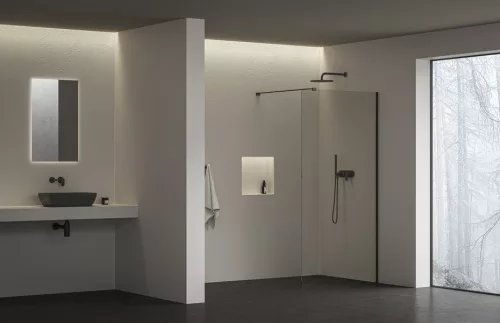 Walk-in, Ravak Walk In Wall Air-110 Fekete +Transparent, merevítővel GW9WD0300Z1C