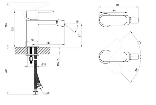 Bidé csaptelep, Ravak Chrome II  bidé csaptelep CR II 056.00CR, X070453