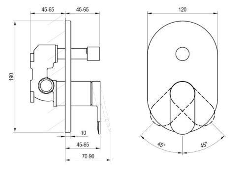 Falba süllyesztett csaptelep, Ravak Chrome II CR II 065.00CR II.O2.RB070, belső egység nélkül X07