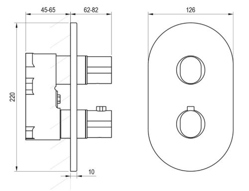 Falba süllyesztett csaptelep, Ravak Chrome II CR II 063.00CR.O2.RB071, termosztátos, belső egység