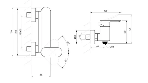Zuhany csaptelep, Ravak Chrome II CR II 032.20BL, szett nélkül, X070464, fekete