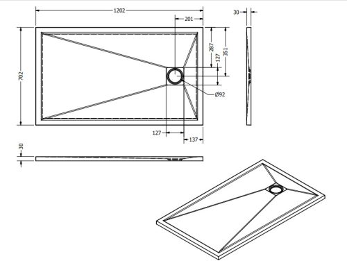 Zuhanytálca, West Zara 70x120 cm, gris