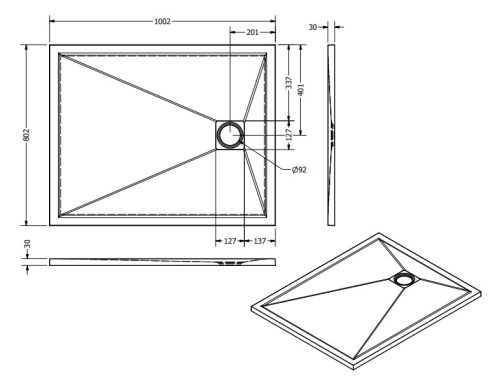 Zuhanytálca, West Zara 80x100 cm, gris
