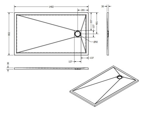 Zuhanytálca, West Zara 80x140 cm, gris