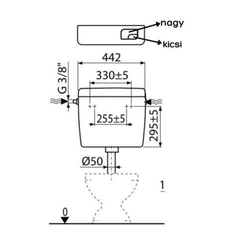 Öblítőtartály, Alca Műanyag WC-tartály A93-3/8