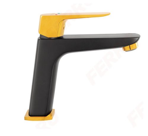 Mosdó csaptelep, Ferro Vitto Verdeline Black/Gold BVI2VLBLG mosdó csaptelep, fekete-arany
