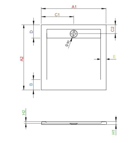 Zuhanytálca, Radaway Teos C Teos C 100x100 zuhanytálca ajándék szifonnal, fehér