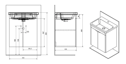 Alsó szekrény, Sapho ELLA mosdótartó szekrény EL065-3030 56,5x65 cm