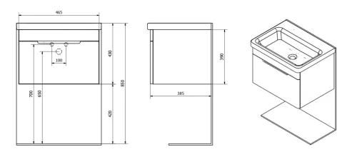 Alsó szekrény, Sapho ELLA mosdótartó szekrény EL050-3030 46,5x39 cm