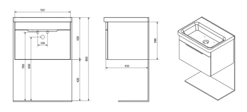 Alsó szekrény, Sapho ELLA mosdótartó szekrény EL060-3030 56,5x39 cm