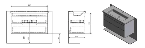 Alsó szekrény, Sapho ELLA mosdótartó szekrény EL100-3030 95,7x50 cm