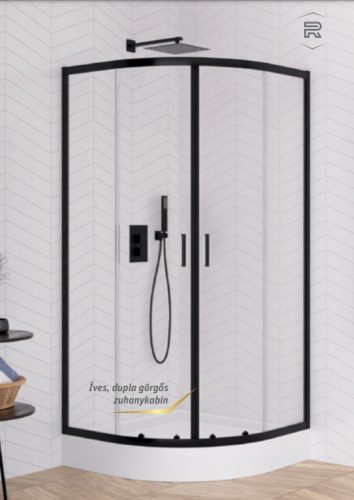 Zuhanykabin, Roltechnik New Trendy-Suvia Black 80x80,íves, zuhanytálcával ZS-0009/ZS-0037