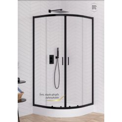   Zuhanykabin, Roltechnik New Trendy-Suvia Black 90x90, zuhanytálcával ZS-0010, íves zuhanykabin