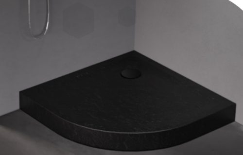 Zuhanytálca, Roltechnik 80x80, íves, fekete B-0558