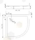 Zuhanytálca, Roltechnik 90x90, íves, fekete B-0559