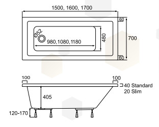 Kád, Roltechnik EasyBath Standard 160x70 RT1-16070