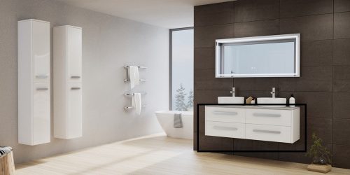Alsó szekrény, Tboss Lido 120 4F 2M Mona W1411 mosdóval (csak fali csaptelephez) fekete