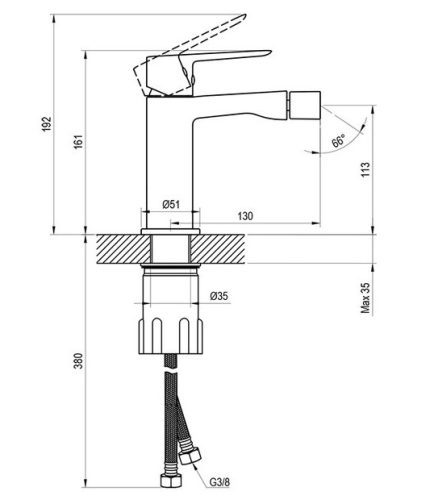 Bidé csaptelep, Ravak LF 056.20BL Álló bidécsaptelep 160 mm, leersztő nélkül, fekete X070481