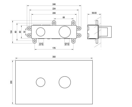 Alkatrész, Ravak R-box 07B.50 R-box Basin alaptest a falba süllyesztett csaptelepekhez X070231