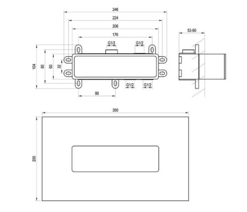 Alkatrész, Ravak R-box 07D.50 R-box Horizontal alaptest a falba süllyesztett csaptelepekhez X0702