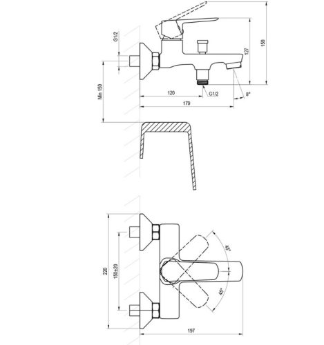 Kádtöltő csaptelep, Ravak LF 022.00CR Kádcsaptelep szett nélkül, króm X070473