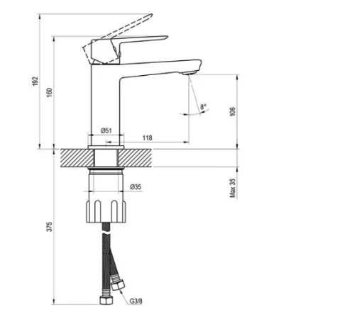 Mosdó csaptelep, Ravak LF 012.20BL Mosdócsaptelep 160 mm, lefolyó nélkül, fekete X070476