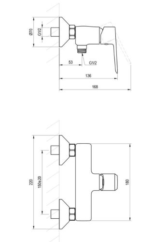 Zuhany csaptelep, Ravak LF 032.00CR Zuhanycsaptelep szett nélkül, króm X070474