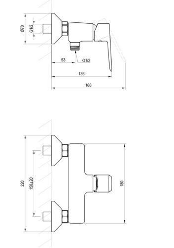 Zuhany csaptelep, Ravak LF 032.20BL Zuhanycsaptelep szett nélkül, fekete X070480