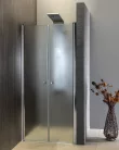 Zuhanyajtó, Aqualine PILOT duplaszárnyas nyílóajtó, 90 cm, matt üveg PT092