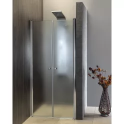   Zuhanyajtó, Aqualine PILOT duplaszárnyas nyílóajtó, 90 cm, matt üveg PT092