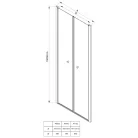 Zuhanyajtó, Aqualine PILOT duplaszárnyas nyílóajtó, 100 cm, matt üveg PT102