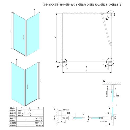 Fix fal, Sapho Gelco LORO oldalfal, 100 cm GN3510