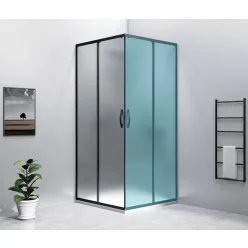   Zuhanyajtó, Sapho Gelco SIGMA SIMPLY BLACK tolóajtó sarokbelépéshez, 100 cm, brick üveg GS2410B
