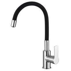   Mosogató csaptelep, Aqualine Lore flexibilis kifolyóval, fekete/króm 1106-70