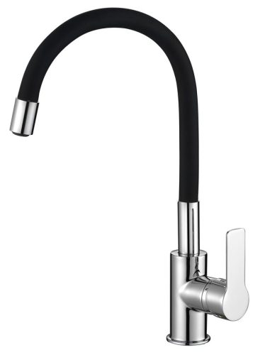 Mosogató csaptelep, Aqualine Lore flexibilis kifolyóval, fekete/króm 1106-70