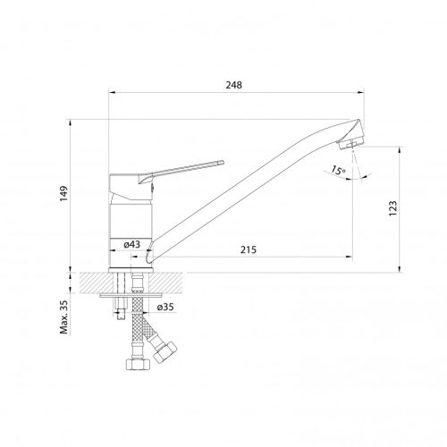 Mosogató csaptelep, Aqualine Sintra mosogató-csaptelep, króm SX070
