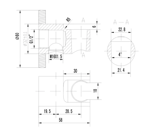Zuhanytartó, Sapho Fix kézizuhanytartó falicsatlakozóval, króm 1205-09