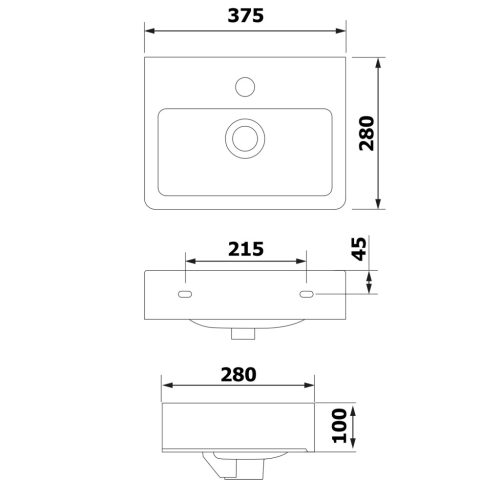 Mosdó, Aqualine NOAM kerámiamosdó, 37x28cm 201.129.0