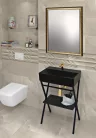 Mosdó, Aqualine Sistema kerámiamosdó  60x42cm, matt fekete 10SF50060-2N