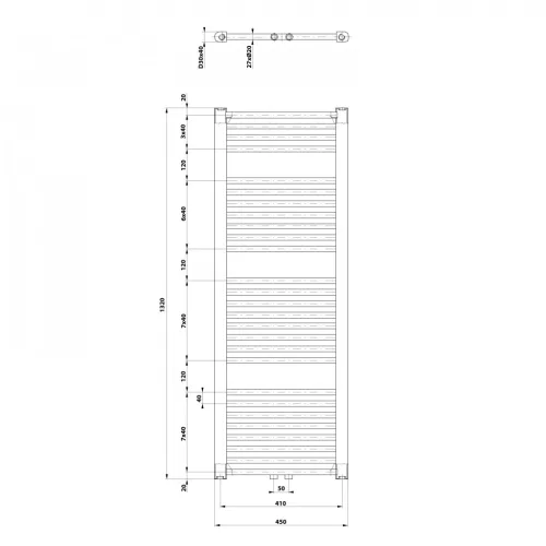 Egyenes radiátor, Aqualine DIRECT Fürdőszobai radiátor 450x1320 mm 594W ELM34T