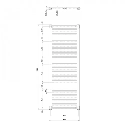 Egyenes radiátor, Aqualine DIRECT Fürdőszobai radiátor 450x1320 mm 594W ILR34T