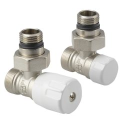   Radiátor szelep, Aqualine ECO csatlakozó készlet, nikkel/fehér CP9810S