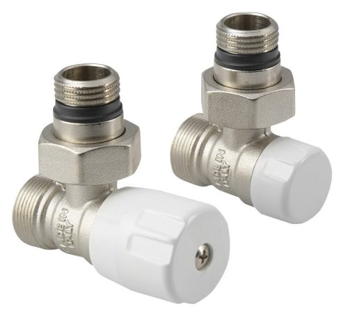 Radiátor szelep, Aqualine ECO csatlakozó készlet, nikkel/fehér CP9810S