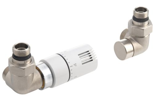 Radiátor szelep, Aqualine ECO csatlakozó készlet termosztáttal, balos, nikkel/fehér CP9911LS