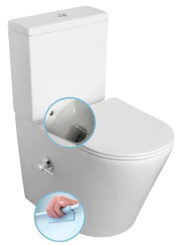 WC, Sapho Paco RIMLESS monoblokkos WC, ülőke nélkül, csapteleppel, bidézuhannyal PC1012RX