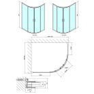 Zuhanykabin, Sapho Polysan EASY LINE íves zuhanykabin, 110x80 cm, L/R, transzparent üveg EL2415