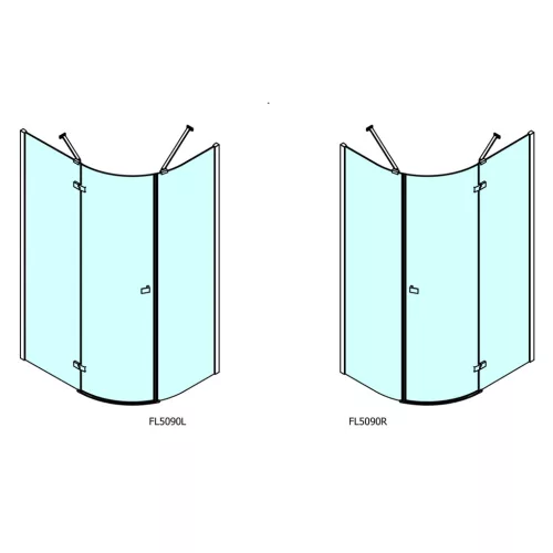 Zuhanykabin, Sapho Polysan FORTIS LINE íves zuhanykabin, jobbos, 100x90 cm FL5090R