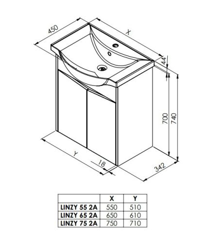 Alsó szekrény, Tboss Linzy 55 2A